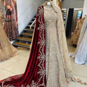 Majestic Red & Skin Bridal Dress with Exquisite Hand Zari Work💃