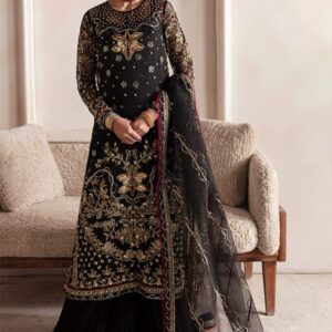 Midnight Majesty – Black Dress with Exquisite Golden Zari Embroidery😍💫🌺