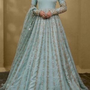 Embellished Lime Gray Bridal Lehenga – Handcrafted Luxury