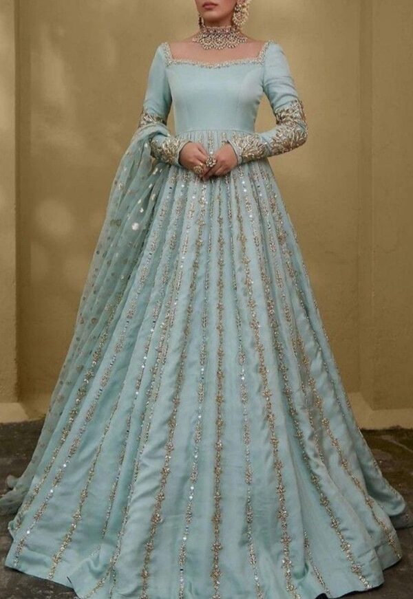 Embellished Lime Gray Bridal Lehenga – Handcrafted Luxury