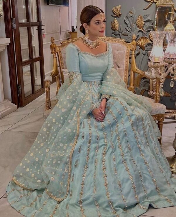 Embellished Lime Gray Bridal Lehenga – Handcrafted Luxury - Image 4