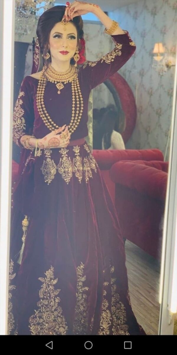 Majestic Mehroon – A Timeless Ensemble with Golden Zari Hand Embroidery😍💫 - Image 3