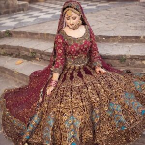 Royal Radiance – Red & Mehroon Dress with Luxurious Golden Zari Embroidery😍💫🌺