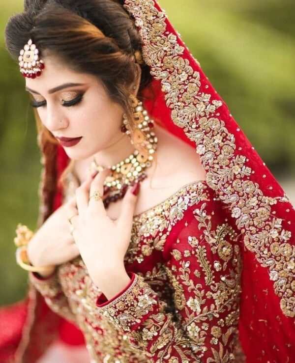 Scarlet Elegance – Red Dress For Woman with Exquisite Skin Zari Embroidery😍💫🌺 - Image 3
